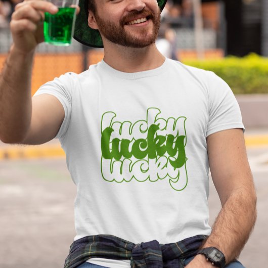 Lucky St Patrick's Day Retro 70's Mannen T-shirt