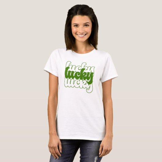 Lucky St Patrick's Day Retro 70's Women's T-Shirt (Voorkant volledig)