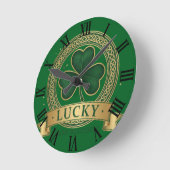 Lucky St Patrick's Day Shamrock Irish Roman Clock Ronde Klok (Hoek)