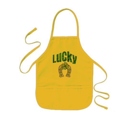 Lucky St. Patricks Day Shamrock Kitchen Kinder Schort (Voorkant)