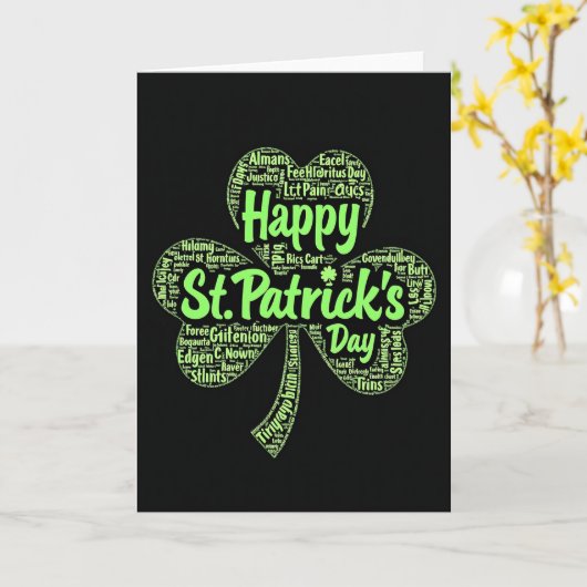 Lucky St Patricks Day Text Art Card Kaart (Gele Bloem)