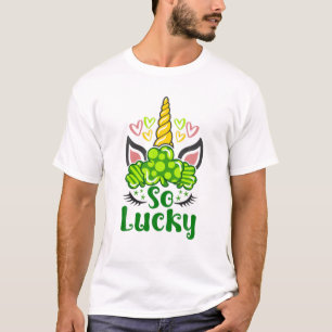 Lucky St Patrick's Day Unicorn Kinder Girls Women T-shirt