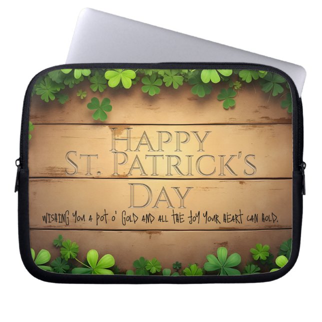 Lucky St. Patrick's Day Wensen 🍀 Laptop Sleeve (Voorkant)