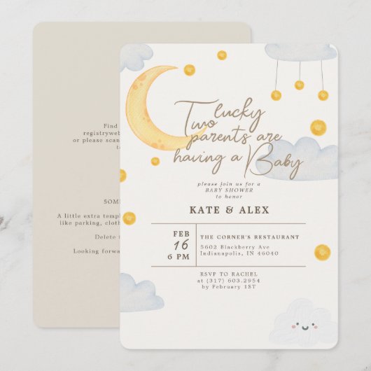 Lucky St Patrick's Gender Neutral Baby shower Kaart (Voorkant / Achterkant)