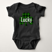 Lucky St. Patty's Shamrocks | groene vlecht Romper (Voorkant)