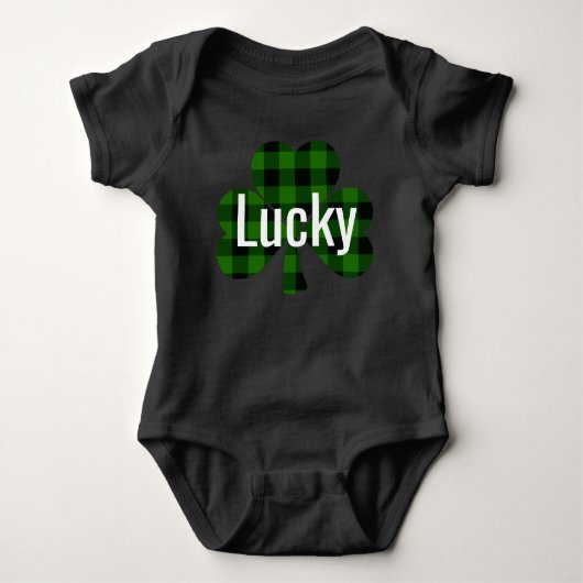 Lucky St. Patty's Shamrocks | groene vlecht Romper (Voorkant)