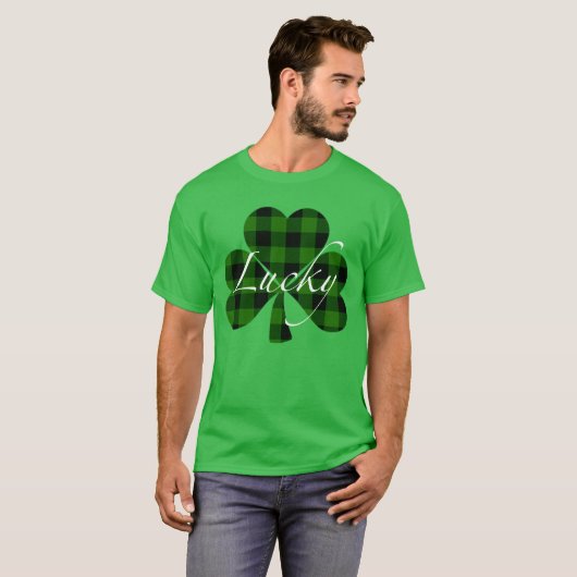 Lucky St. Patty's Shamrocks | groene vlecht T-shirt (Voorkant volledig)