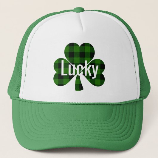 Lucky St. Patty's Shamrocks | groene vlecht Trucker Pet (Voorkant)