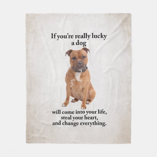 Lucky Staffie Fleece Deken (Voorkant)