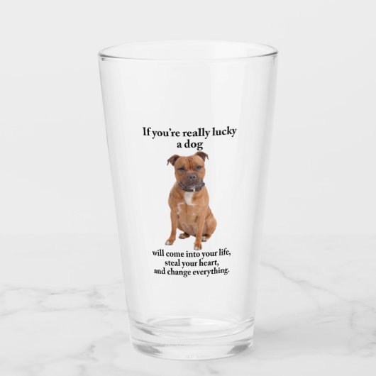 Lucky Staffie Glas (Voorkant)