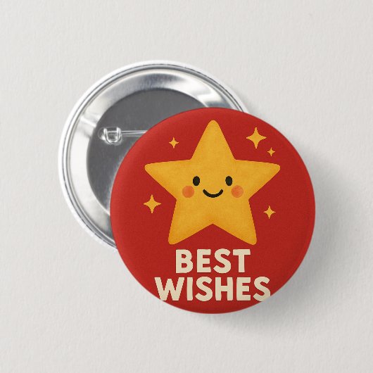 Lucky Star - Beste wensen Ronde Button 5,7 Cm (Voorkant /achterkant)