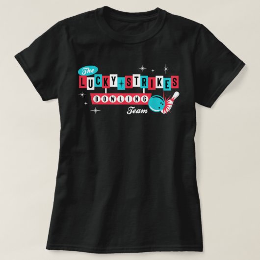 Lucky Strikes Bowling Team - Retro Mannen Women of T-shirt (Design voorkant)