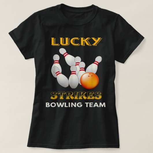 Lucky Strikes Bowling Team Retro Mannen Youth 3 T-shirt (Design voorkant)