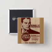 Lucky Strikes - Let op irritatie Vierkante Button 5,1 Cm (Voorkant /achterkant)