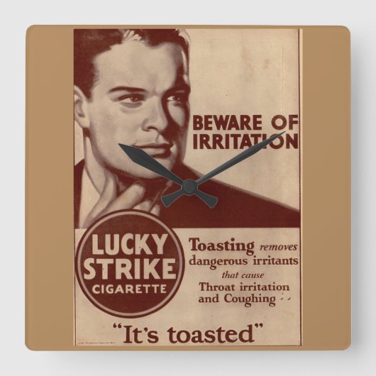 Lucky Strikes - Let op irritatie Vierkante Klok (Voorkant)