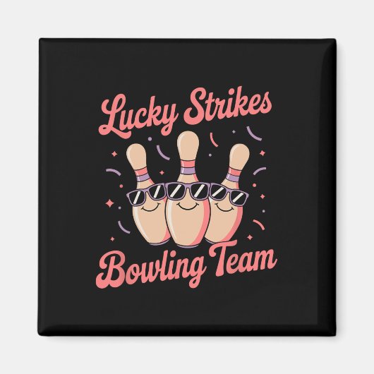 Lucky Strikes Vrouwen- of Meisjesbowlingteam Magneet (Voorkant)
