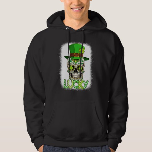 Lucky Sugar Skull Leprechaun Hat St Patrick's Day  Hoodie (Voorkant)