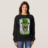Lucky Sugar Skull Leprechaun Hat St Patrick's Day  Trui (Voorkant volledig)