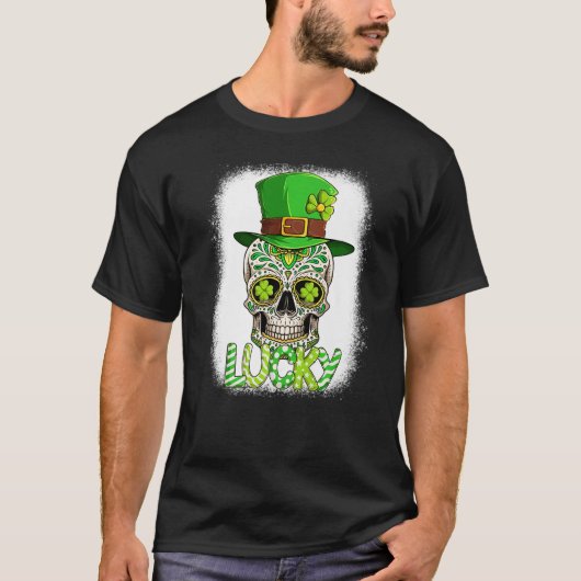 Lucky Sugar Skull Leprechaun Pet St Patrick's Day T-shirt (Voorkant)