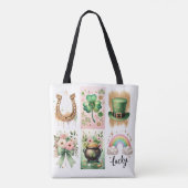 Lucky Symbols Brushstroke, Ierse St. Patrick's Day Tote Bag (Achterkant)