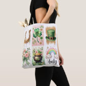 Lucky Symbols Brushstroke, Ierse St. Patrick's Day Tote Bag (Dichtbij)