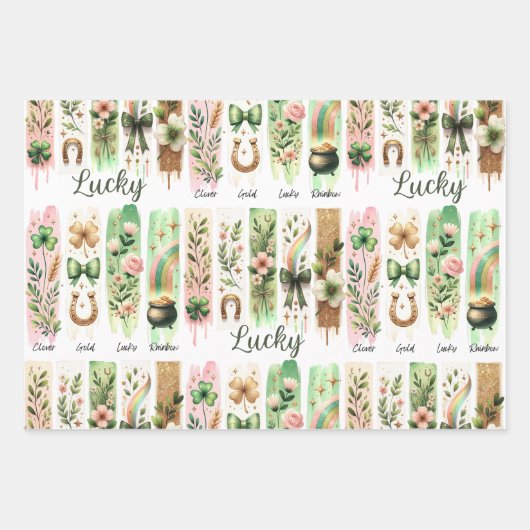 Lucky Symbols, St. Patrick's Day inpakpapier Vel (Voorkant 2)