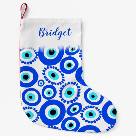 Lucky Symbool Evil Eye Patroon Gepersonaliseerd Kleine Kerstsok (Voorkant)