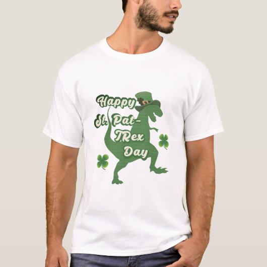 Lucky T-Rex st Patricks Shirt - Funny Dinosaur T-s (Voorkant)