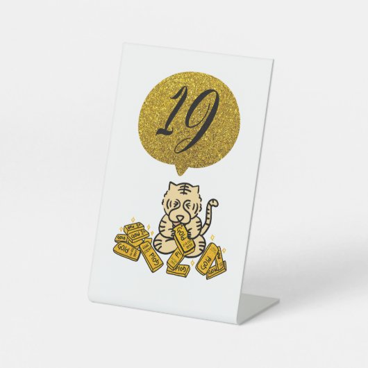 Lucky table number reclamebord met voetstuk (Voorkant)