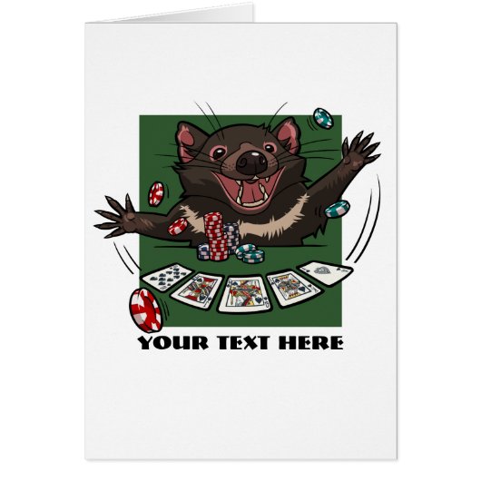 Lucky Tasmanian Devil Royal Flush Poker Cartoon (Voorkant)
