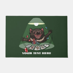 Lucky Tasmanian Devil Royal Flush Poker Cartoon Deurmat