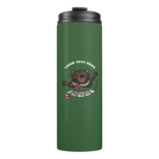 Lucky Tasmanian Devil Royal Flush Poker Cartoon Thermosbeker (Voorkant)