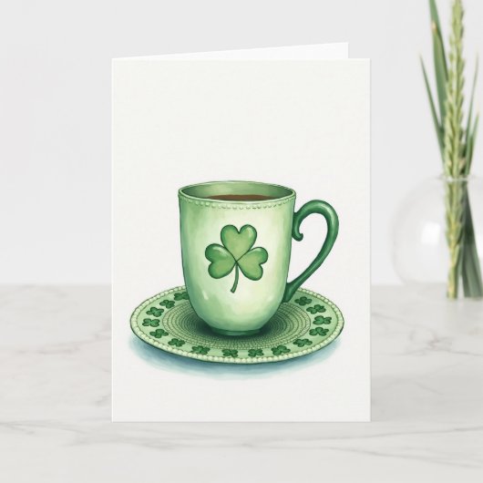 Lucky Tea Cup St. Patricks Day Kaart (Voorkant)