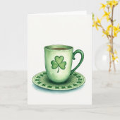 Lucky Tea Cup St. Patricks Day Kaart (Gele Bloem)
