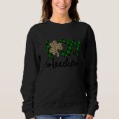 Lucky Teacher Shamrock Leopard St Patricks D Trui (Voorkant)