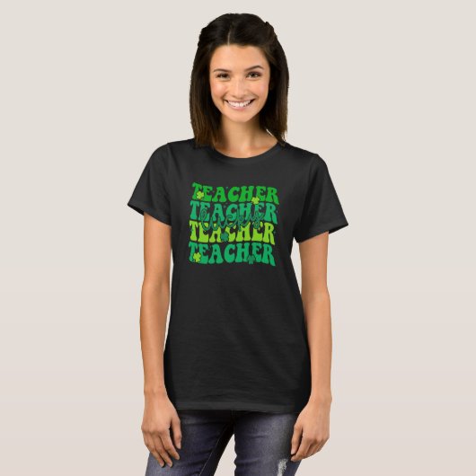 Lucky Teacher St Patricku2019s Day Green Shamrock T-shirt (Voorkant volledig)