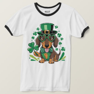 Lucky teckel St Patrick's Day Shamrock Dog Love T-shirt