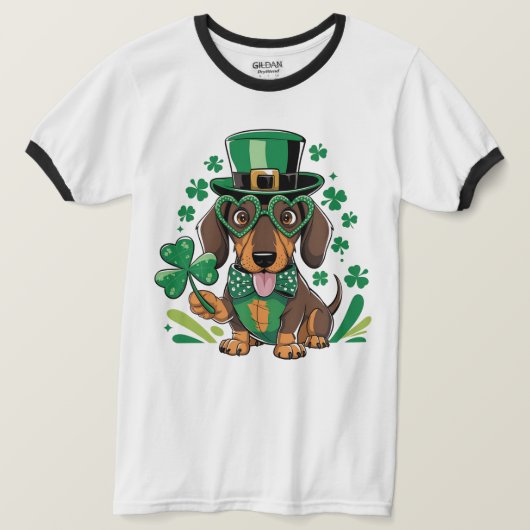 Lucky teckel St Patrick's Day Shamrock Dog Love T-shirt (Design voorkant)