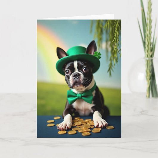Lucky Terrier St. Patrick's Day Kaart (Voorkant)