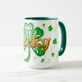 Lucky Text Shamrock Pattern St. Patrick's Mok (Voorkant rechts)