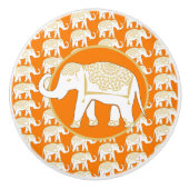 Lucky Thai White Elephant Sinaasappel Keramische Knop (Voorkant)