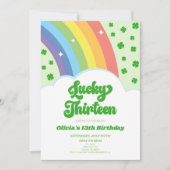Lucky Thirteen Rainbow 13th Birthday Party Kaart (Voorkant)
