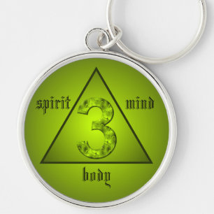Lucky Three Green Driangle Mind Body Spirit Sleutelhanger