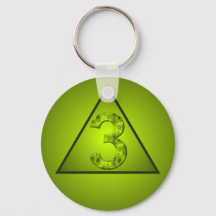 Lucky Three Groen Mystiek Nummer Driehoek Sleutelhanger