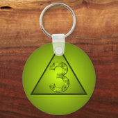 Lucky Three Groen Mystiek Nummer Driehoek Sleutelhanger (Voorkant)