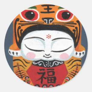 Lucky Tiger Baby Ronde Sticker