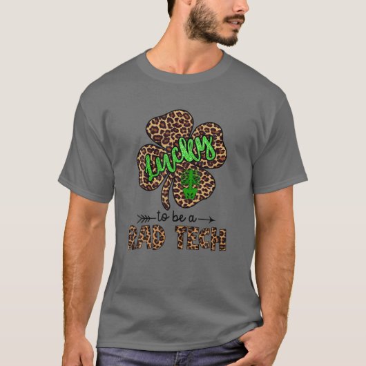 Lucky To Be A Rad Tech Leopard Shamrock St Patrick T-shirt (Voorkant)