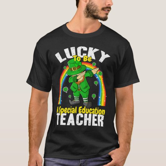 Lucky to be a Special Education Teacher St Patrick T-shirt (Voorkant)