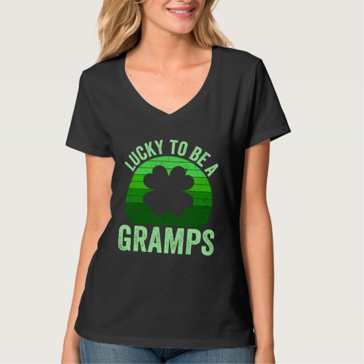 Lucky To Be Gramps Leprechaun Shamrock St Patricks T-shirt (Voorkant)