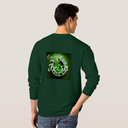 "Lucky to be Irish" Mannen's lange mouw T-shirt (Achterkant volledig)